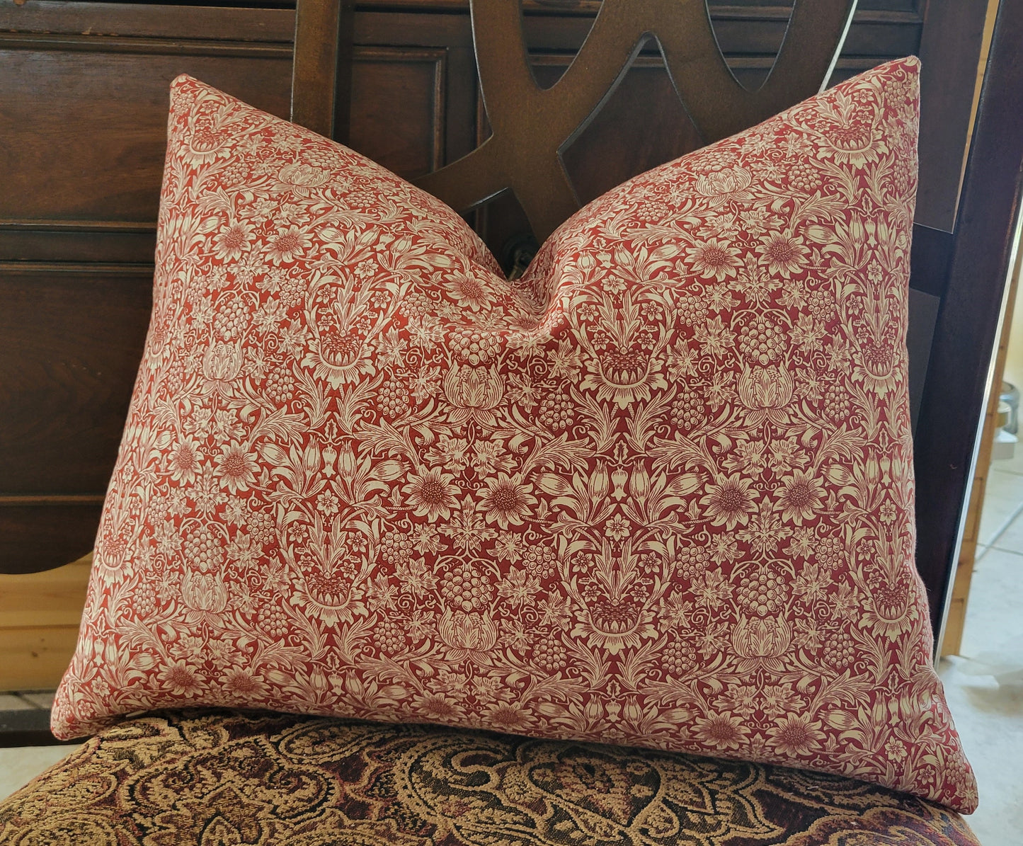 Pillow Cover - "Sunflower - Berry" William Morris Emery Walker FreeSpirit Fabric