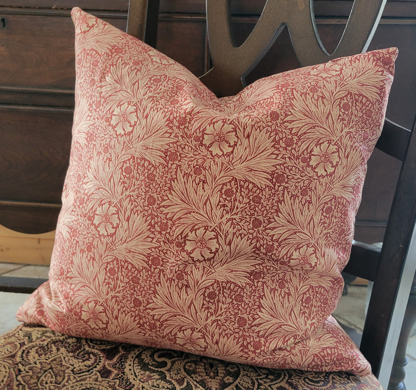 Pillow Cover - "Marigold - Red" William Morris FreeSpirit Fabric