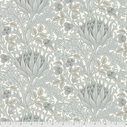 One Roman Shade - Made with "Artichoke - Dove" William Morris FreeSpirit Fabric. Functional Corded Blind