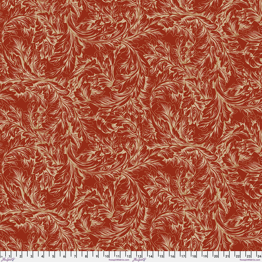 One Curtain Panel "Acanthus Scroll Red" William Morris Cotswold FreeSpirit Fabrics