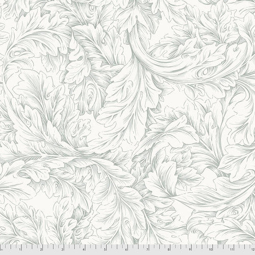 One Roman Shade - Made with "Acanthus Scroll - Silver " William Morris FreeSpirit Fabric. Functional Corded Blind