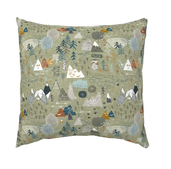 Pillow Cover - "Max's Map Olive"