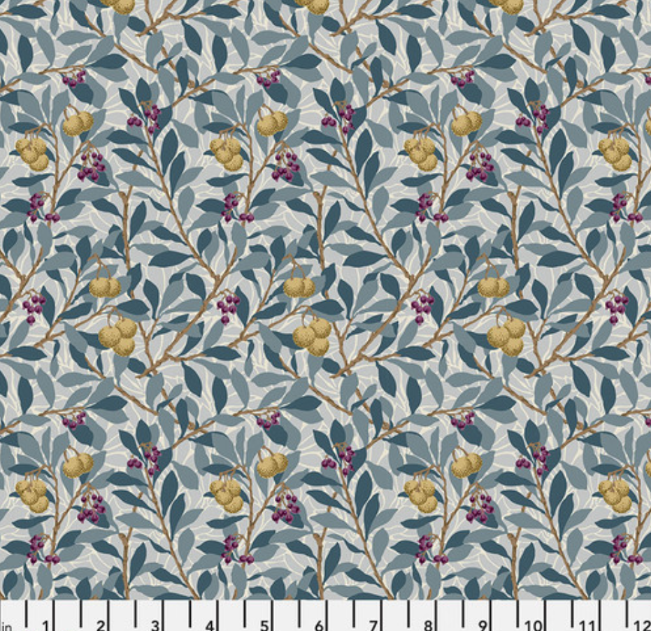 Faux Roman Shade Valance "Arbutus - Slate - Red House - William Morris"