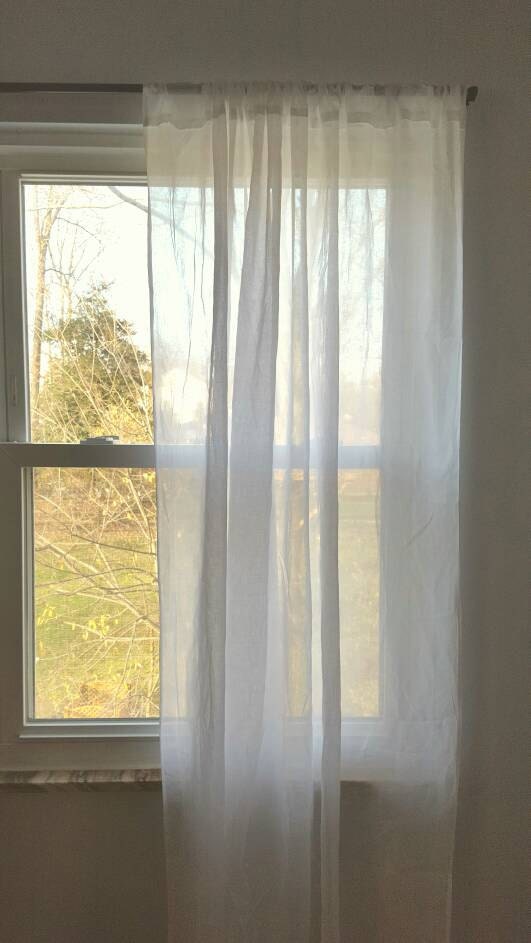 One (1) Curtain Panel or Valance - White Cotton Voile - 50" Wide - Custom Order Natural Cotton Drapery. Simple Sheer fabric