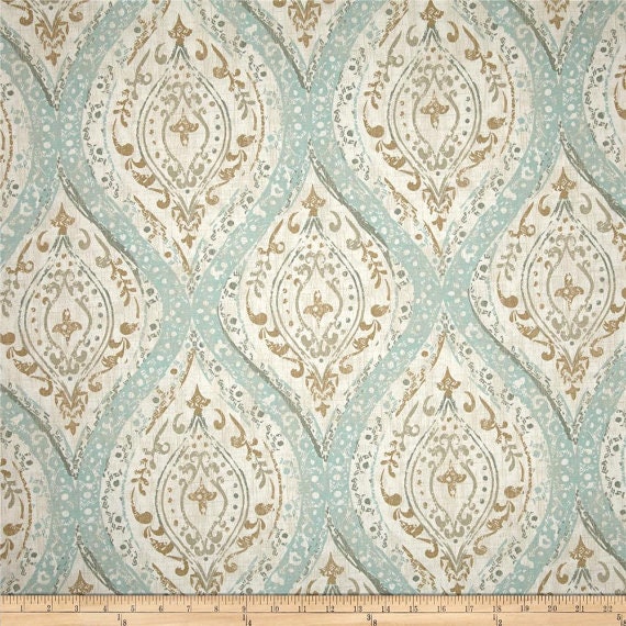 Magnolia Home Fashions Ariana Spa Heavy Fabric Drapery Curtain Panel - Custom made to order handmade quality drapes. turquoise taupe beige