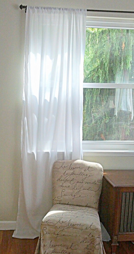 One (1) Curtain Panel - 34" Wide - Natural or White Muslin - Custom Made To Order - Light Filtering Semi-Sheer Cotton Drapery, Home Decor