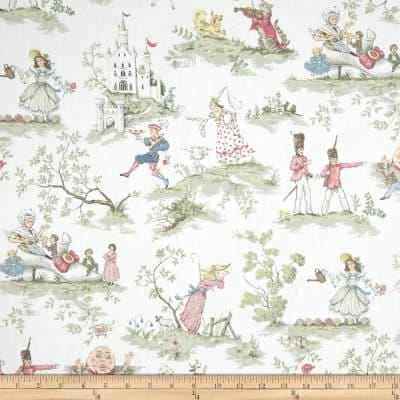 Throw Pillow Cover - Covington Over The Moon - Nursery Rhyme Baby Kid Children Room, humpty dumpty, hey diddle diddle, whimsy color toile