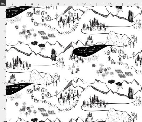 One (1) Curtain Panel Max's Map Adventure Awaits 54" wide - Blackout lining option - Wildlife, cabin, nature, outdoor, mountain climbing