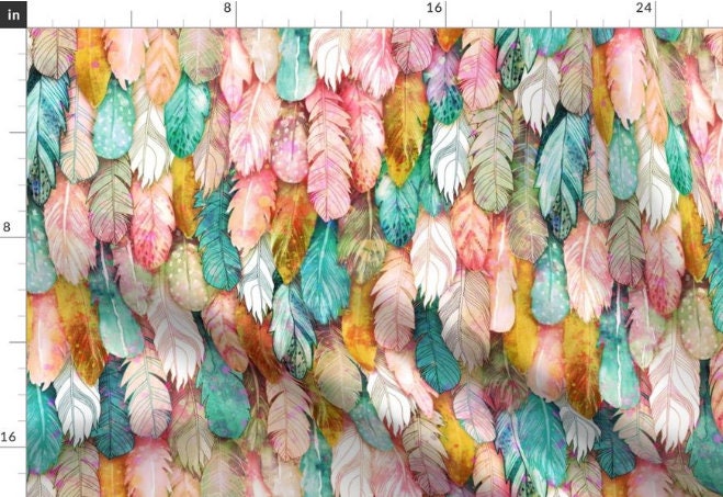One Curtain Panel or Valance "Flight of Feathers Painted" Handmade using Organic Cotton Fabric - Blackout lining available