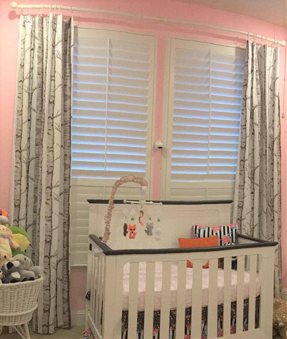 One (1) Curtain Panel - White Birch Tree Drapery - 54" Wide - Blackout lining available - Lined white birch tree curtain panel rustic woods