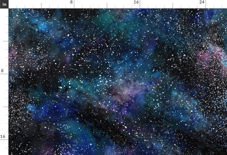 One (1) Curtain Panel Cotton "Galaxy deep space, thousands of stars, starry night sky" - 54" Wide. Sateen Cotton Fabric with Stars