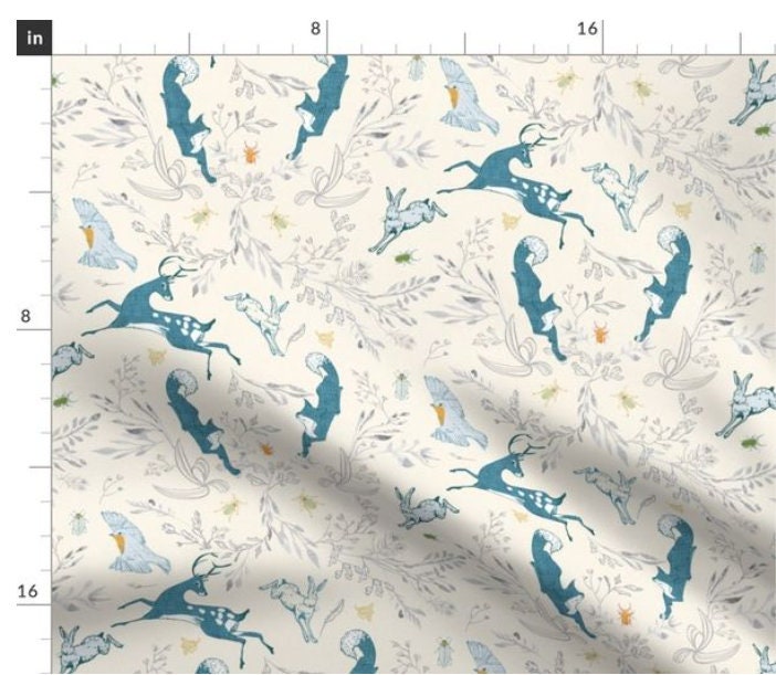 One (1) Curtain Panel or Valance - "Le Parc Pounce Cream" Drapery - 54" Wide - Blackout lining available - Featuring Nature, Fox, Birds