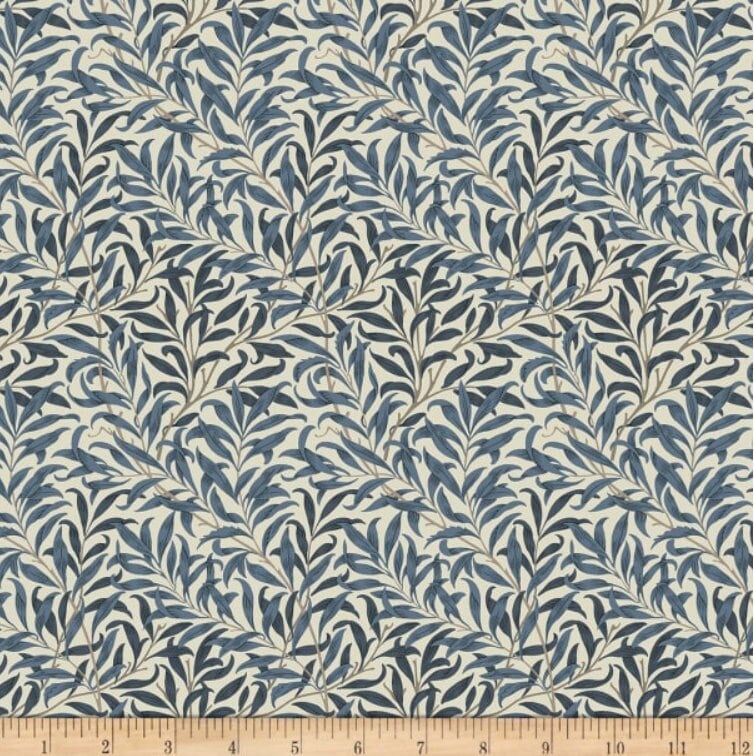 One Curtain Panel "FreeSpirit Standen Willow Boughs Navy" Fabric, FreeSpirit Fabrics, The Original William Morris & Co. Handmade in Ohio