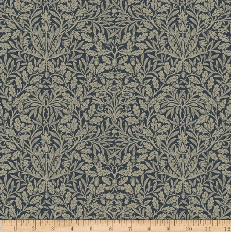 One Curtain Panel "Mineral Pure Acorn Ink" Fabric, FreeSpirit Fabrics, The Original Morris & Co. Bold, Elegant Home Decor