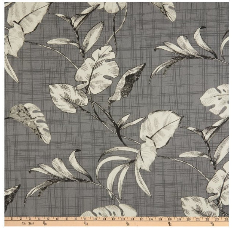 One (1) Curtain Panel - "Magnolia Home Fashions Havana Duck Slate" fabric. Brown, Beige, Grey. Bedroom, Livingroom, Dining Room, Bath