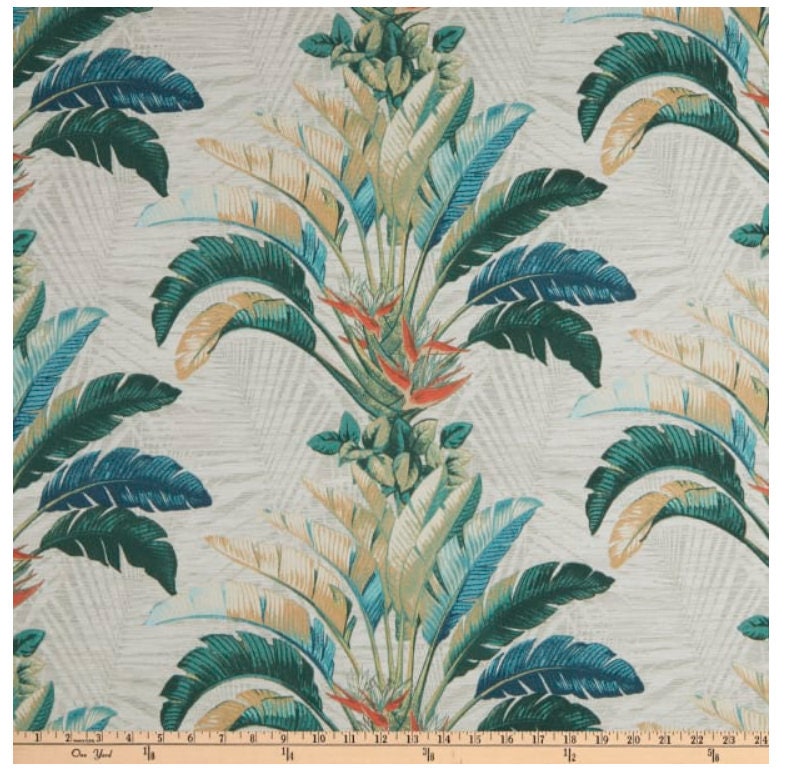 One (1) Curtain Panel Tommy Bahama Outdoor Banana Leaves Wicker Drapery - Custom made to order quality drapes Weather Resistant