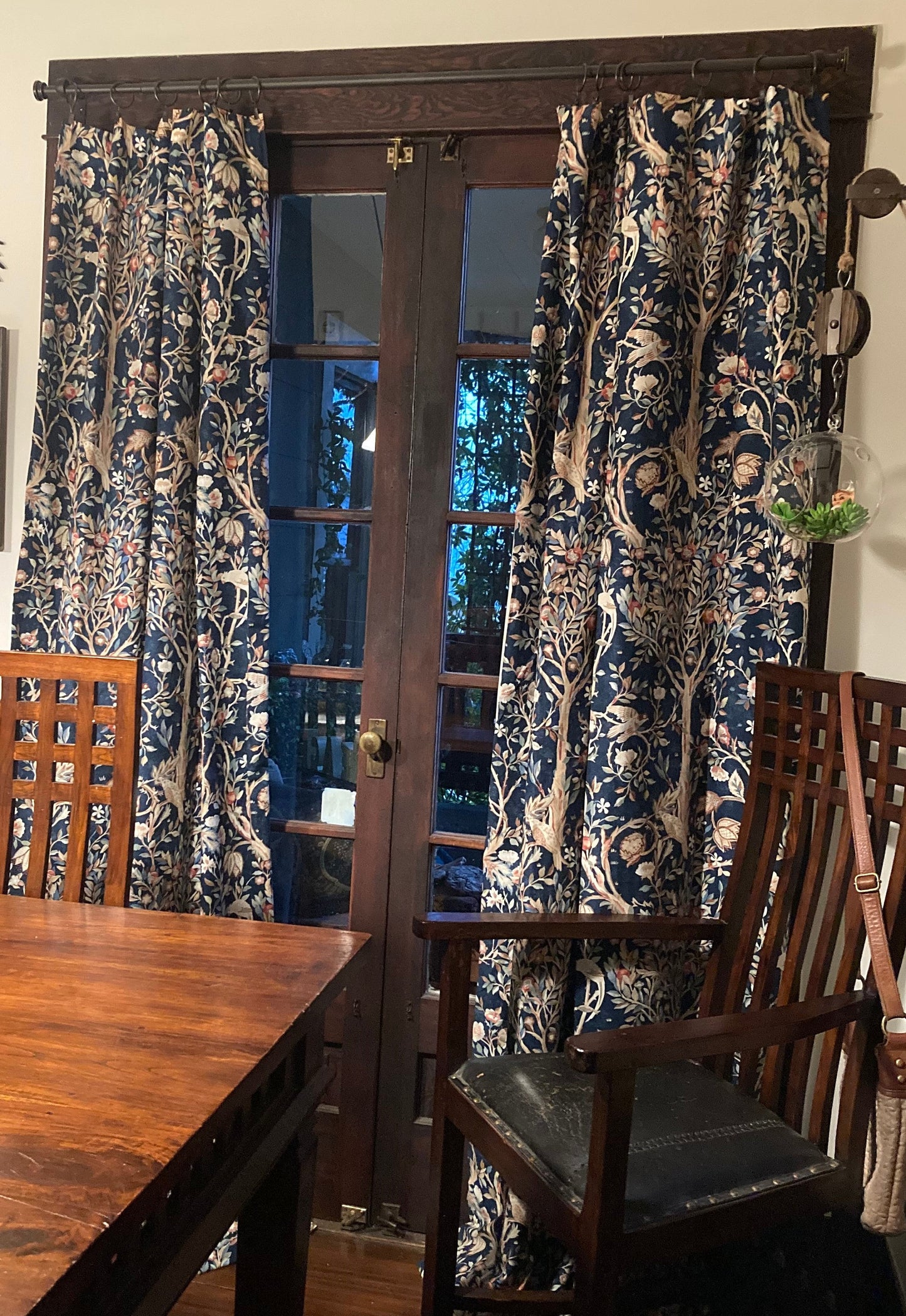 One (1) Curtain Panel or Valance "FreeSpirit Orkney Melsetter Indigo" Fabric, William Morris & Co. Handmade to order Window Treatments.