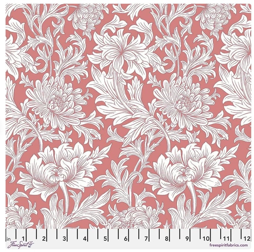 One Holiday Tree Skirt "Chrysanthemum tonal - Coral - Wandle" Home Decor. William Morris Christmas Tree Decor