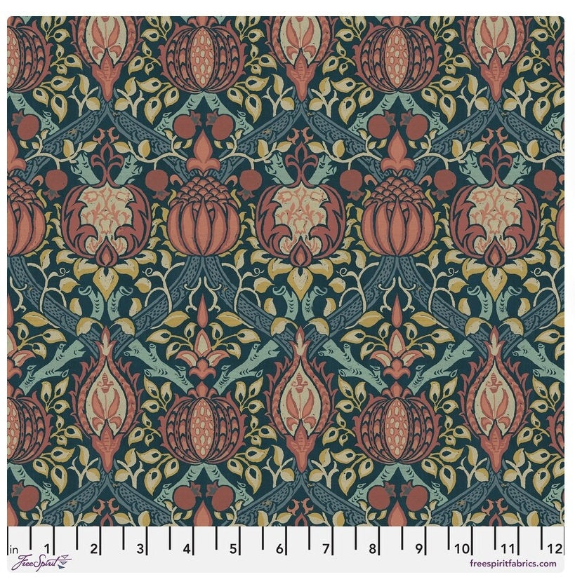 One Curtain Panel "Granada Indigo" Fabric, FreeSpirit Fabrics, The Original Morris & Co. Bold, Elegant