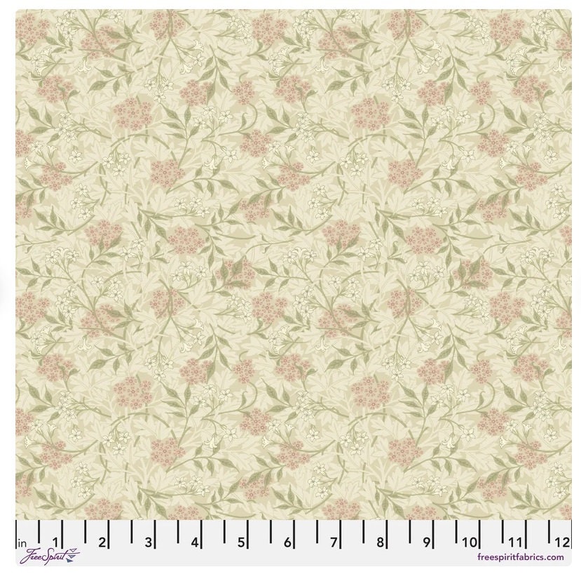 One Curtain Panel "Jasmine Blush" Fabric, FreeSpirit Fabrics, The Original Morris & Co. Bold, Elegant
