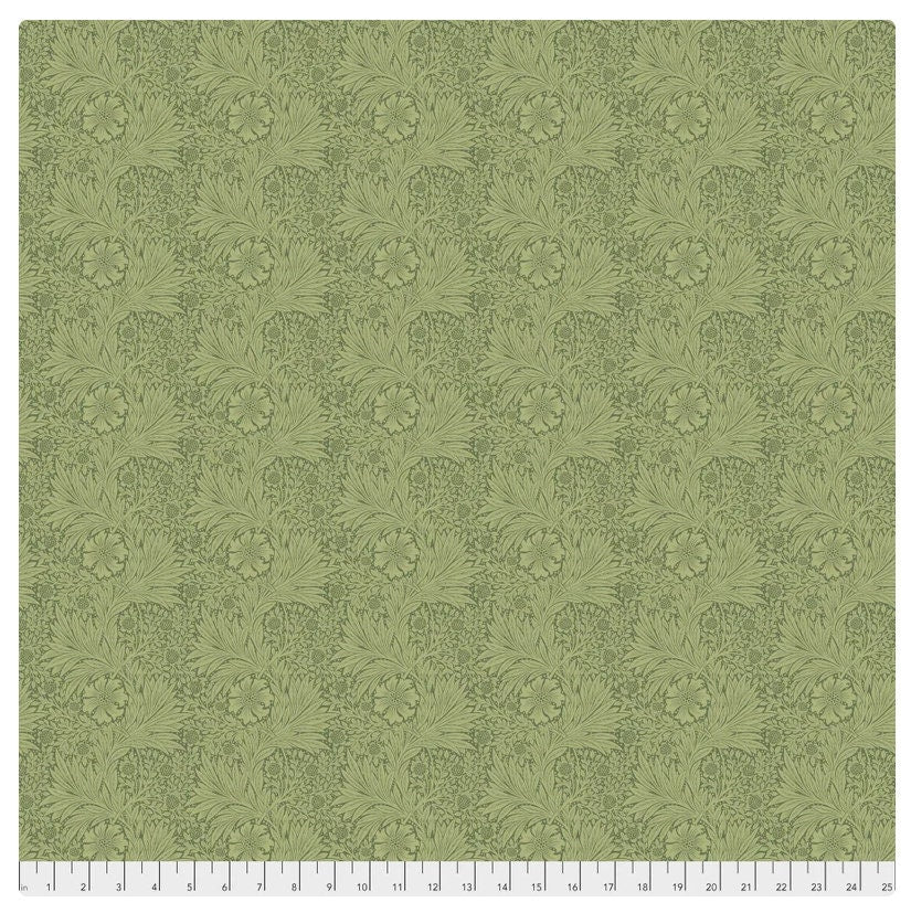 One Curtain Panel "Green Marigold" Fabric, FreeSpirit Fabrics, The Original Morris & Co. Bold, Elegant