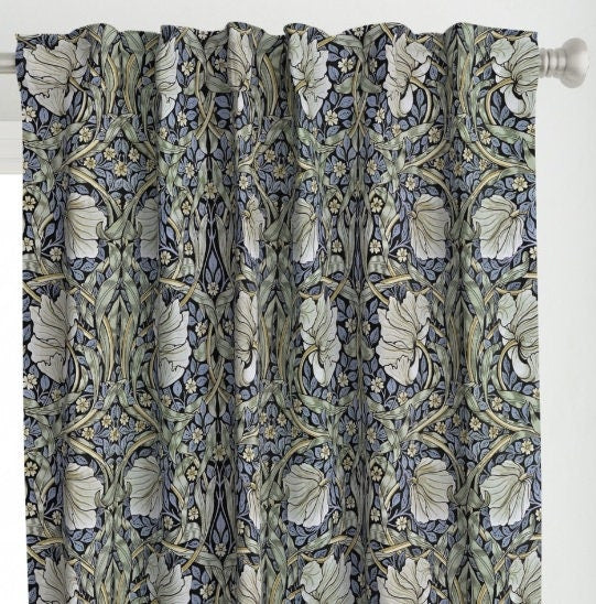 One (1) Curtain Panel - "Pimpernel Original by William Morris" - 54" Wide - Fabric is historically accurate reproduction on cotton sateen