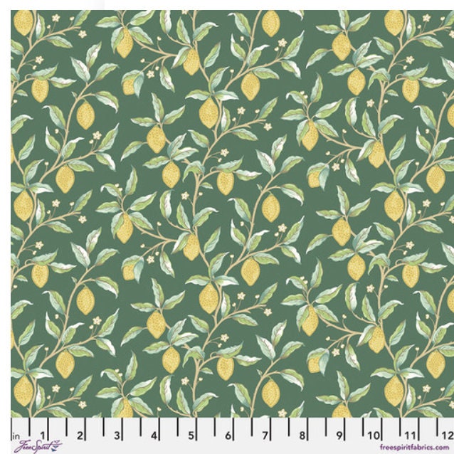 One Holiday Tree Skirt "FreeSpirit Leicester Lemon Tree - Dark Green" Home Decor. William Morris Christmas Tree Decor