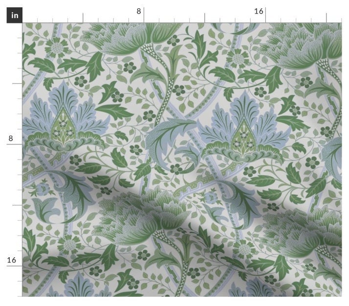 One (1) Curtain Panel or Valance - "William Morris - Windrush River Willow" - 50 inch Wide, Blackout lining available. Linen Cotton Canvas