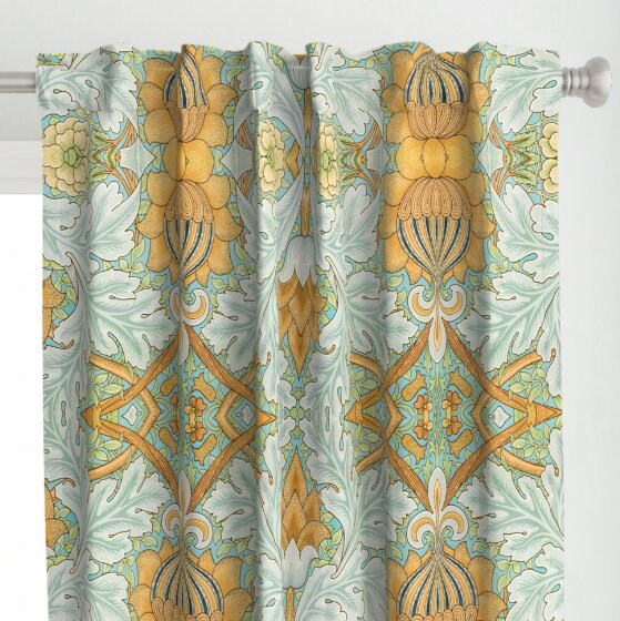 One (1) Curtain Panel - "St. James pattern 1881 by William Morris" - 50 inch Wide, Blackout lining available. Linen Cotton Canvas