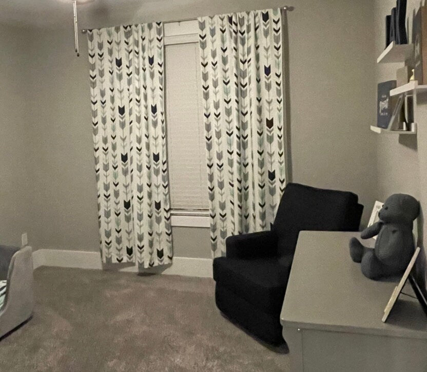 One (1) Curtain Panel or Valance "Fletching Arrows" Cotton fabric. Blackout lining optional - Nursery or Kids Room Decor, Archery, Boho