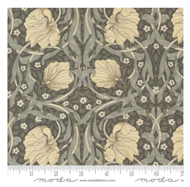 One Curtain Panel "Pimpernell Florals Charcoal" fabric Ebony Suite By Barbara Brackman for Moda Fabrics. William Morris Design. Handmade