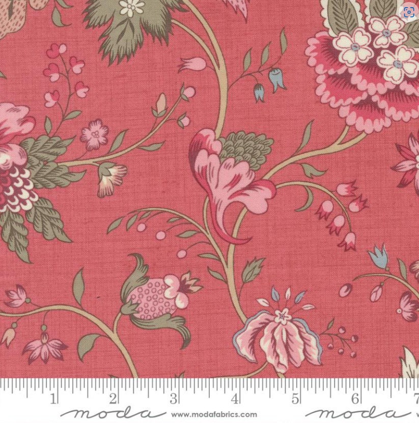 One Holiday Tree Skirt "Cecile Florals Faded Red" fabric Antoinette French General