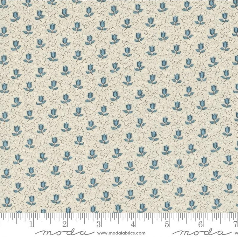 One Curtain Panel "Champagne Small Floral Pearl French Blue" fabric Antoinette French General. Handmade window treatments