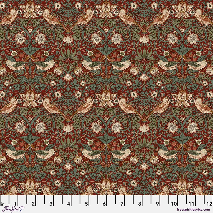 Table Linens "Mini Strawberry Thief Wine" fabric. FreeSpirit Cotswold. William Morris Design. Handmade in Ohio. Runner, placemat, napkin.