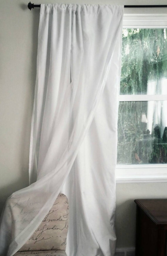 One Custom Blackout Curtain - Sheer Voile White Panel Bed Canopy Drapes Kids Nursery Window Wall Drapery Privacy Sheer Spotlight Liner