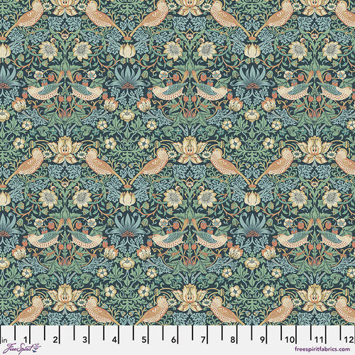 One Holiday Tree Skirt "Mini Strawberry Thief - Marine" William Morris FreeSpirit Fabrics