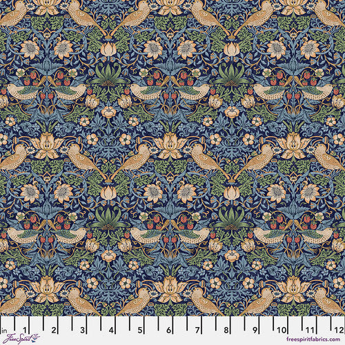 One Holiday Tree Skirt "Mini Strawberry Thief - Navy" William Morris FreeSpirit Fabrics