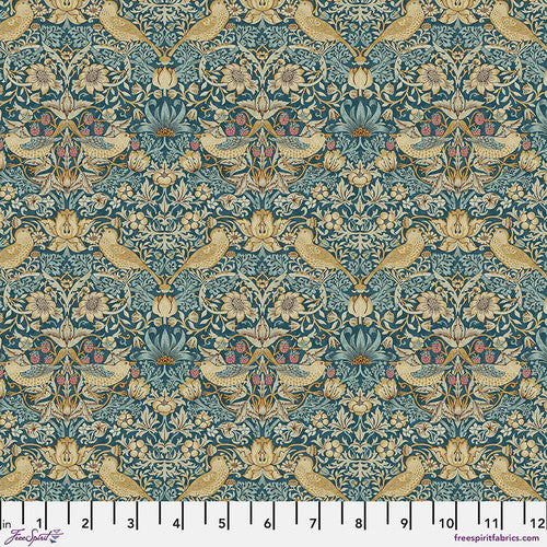 One Holiday Tree Skirt "Mini Strawberry Thief - Teal" William Morris FreeSpirit Fabrics