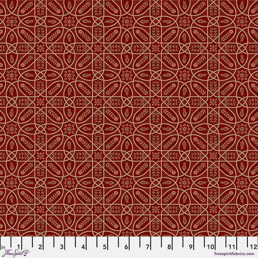 One Curtain Panel "Brophy Trellis Wine" William Morris Cotswold FreeSpirit Fabrics