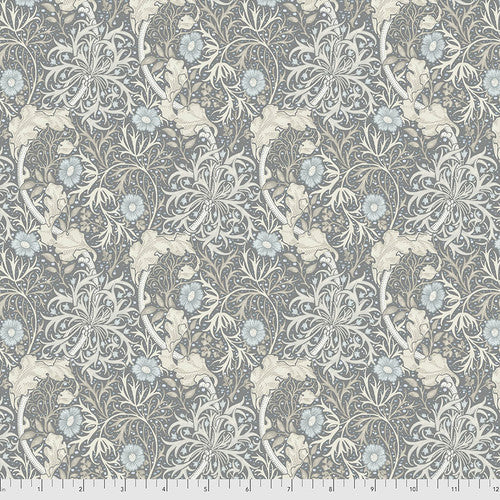 One Roman Shade - Made with "Pure Seaweed - Slate" William Morris  FreeSpirit Fabric. Functional Corded Blind
