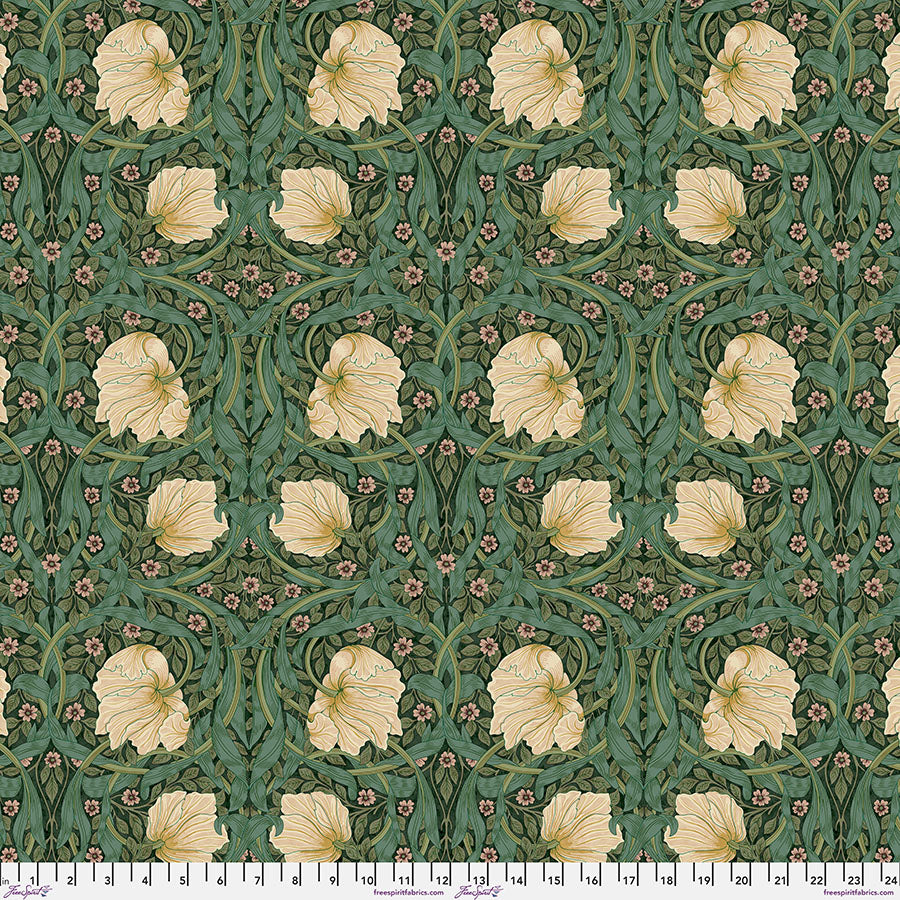 One Holiday Tree Skirt "Small Pimpernel - Green" William Morris Cotswold FreeSpirit Fabrics