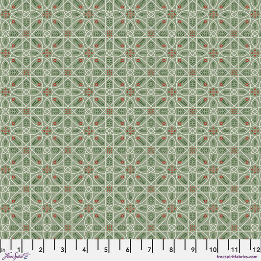 One Holiday Tree Skirt "Mini Brophy Trellis - Sage" William Morris Cotswold FreeSpirit Fabrics