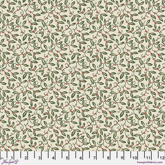 One Holiday Tree Skirt "Mistletoe - Cream" William Morris Cotswold FreeSpirit Fabrics