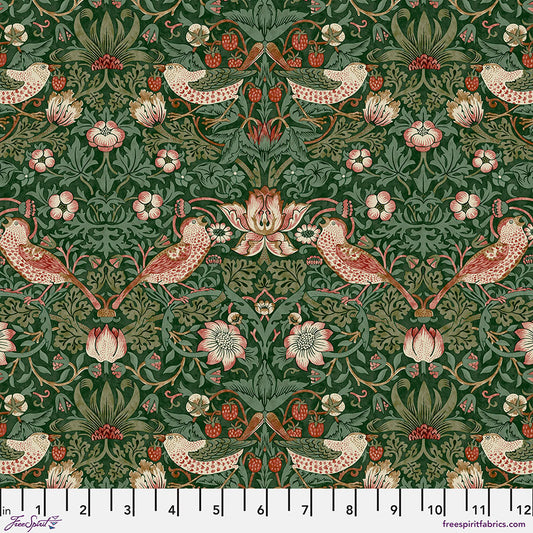 Custom Order - 2 "Cotswold Strawberry Thief Green" Curtain Panels