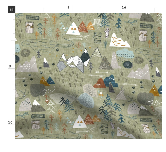 Pillow Cover - "Max's Map Olive"