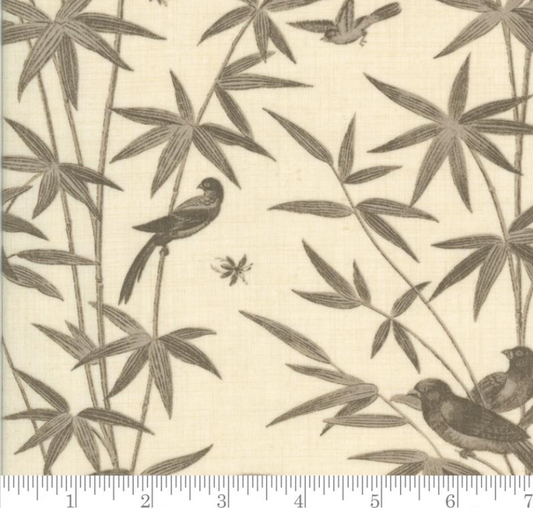 Tie-Up Shade "Rouenneries Trois - Charmant Bird Toile Pearl Roche"
