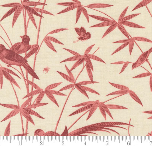 Tie-Up Shade "Rouenneries Trois - Charmant Bird Toile Pearl Faded Red"