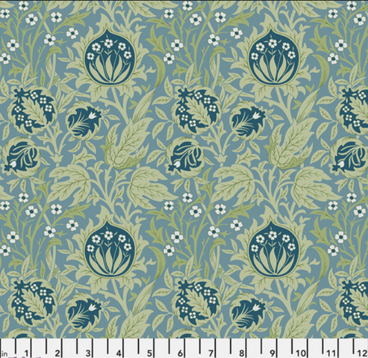 Faux Roman Shade Valance "Emery Walker's House - Elmcote - Dearle Blue"