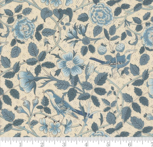 Tie-Up Shade "Oiseaux Florals Birds  Sacre Bleu Pearl French Blue"