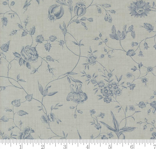 Faux Roman Shade Valance "Pivoine Florals Vines - Sacre Bleu - Ciel Blue"